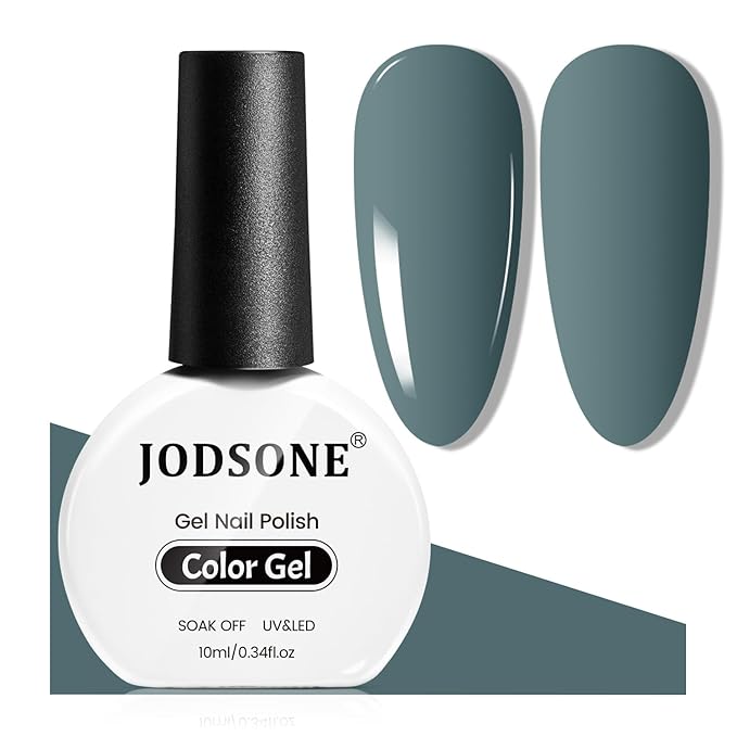 JODSONE Gel Nail Polish 10ml Grayish Pea Green Gel Polish Grey Green Nail Color Professional Finish Easy Application Low Odor Need U V Lamp Curing