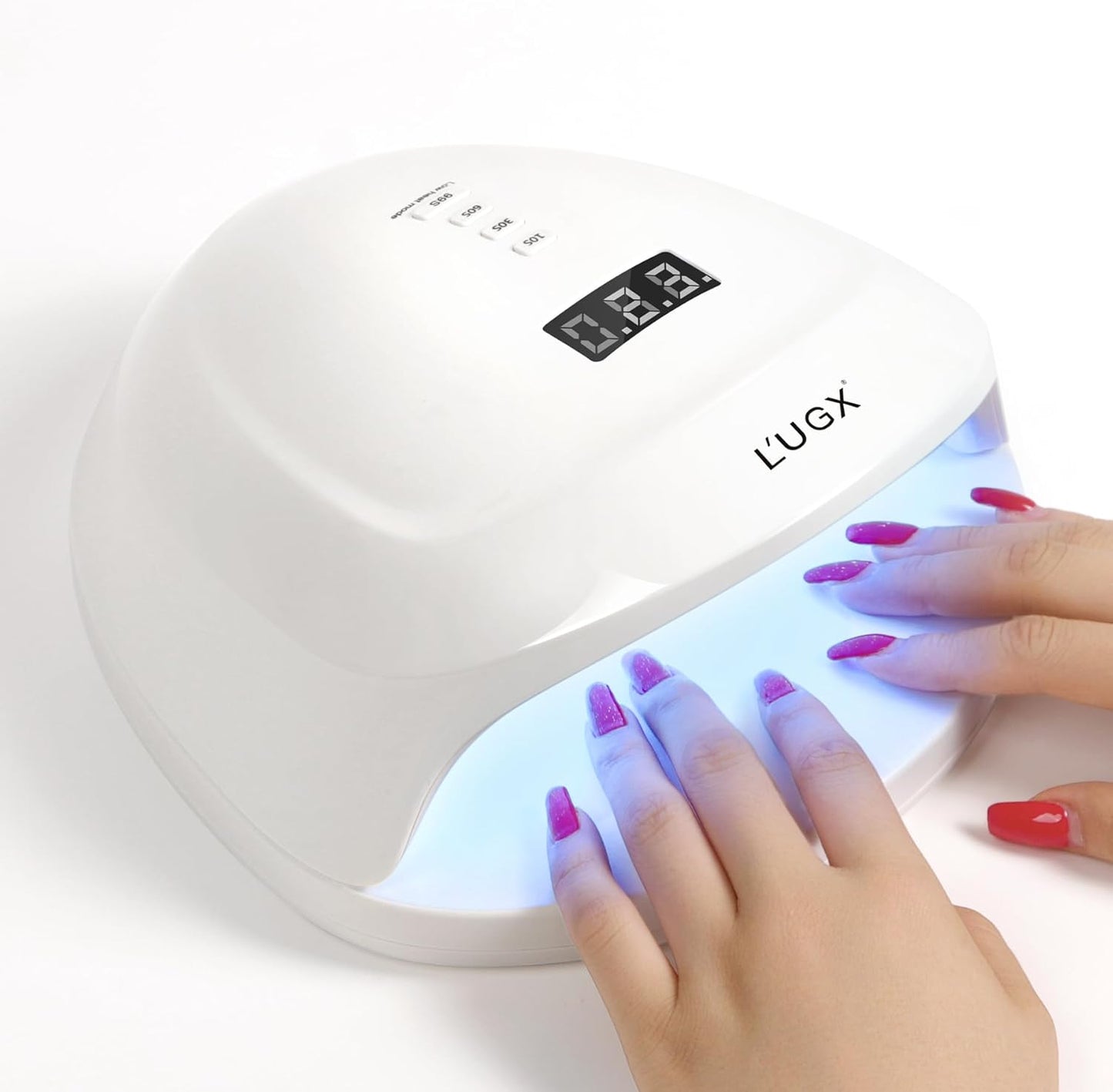 L'UGX Rechargeable UV LED Nail Lamp, 60W Nail Lamp Professional Nail Dryer with 4 Timer Setting, UV Light for Gel Nails, Perfect for Salon & Home