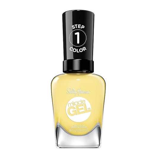 Sally Hansen Miracle Gel Salon Quality Nail Polish | Gel-Like Formula, Two-Step System, No UV Light Needed, Long Lasting | Opaque | 768 Sunbrella | Bright Yellow Nail Color