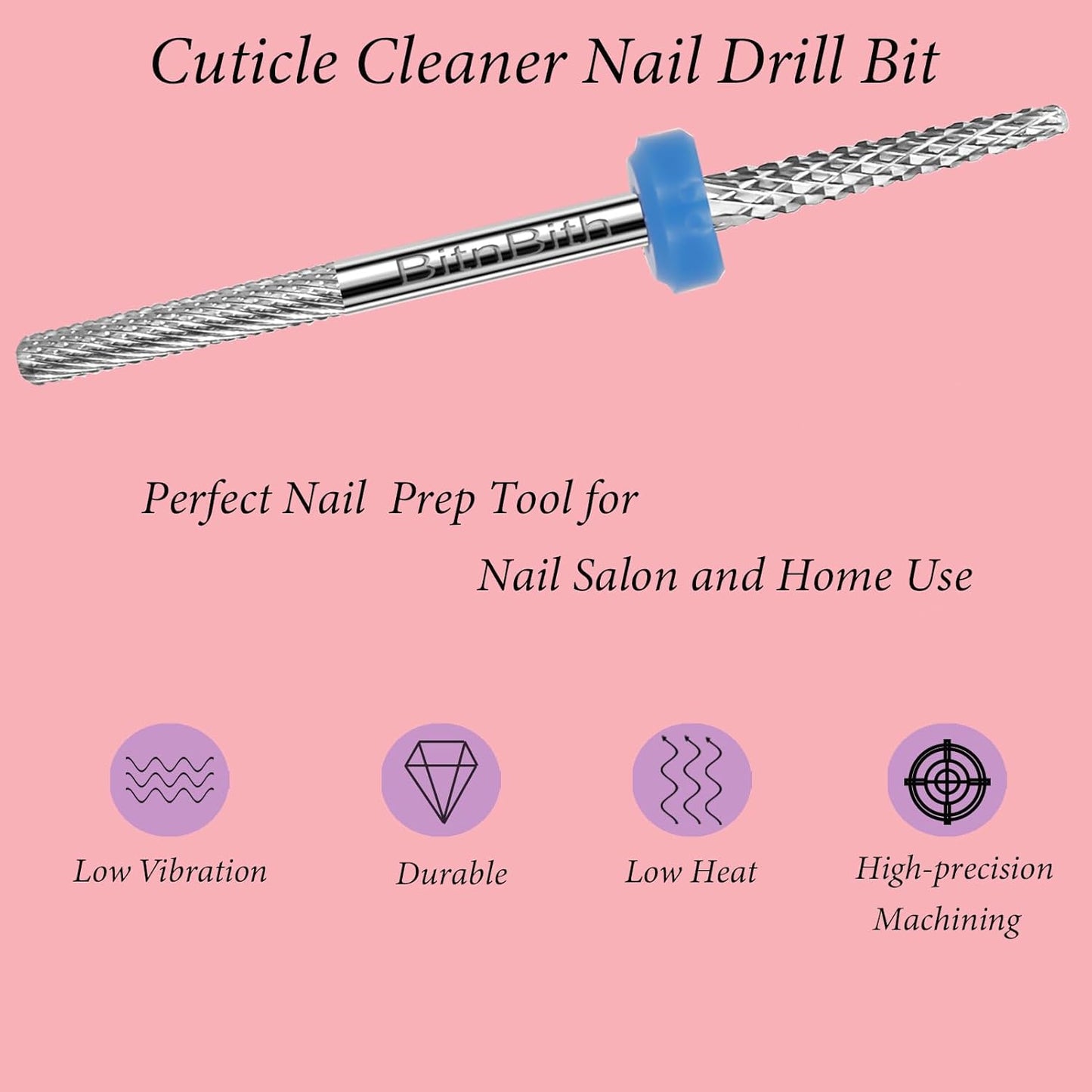 Nail Drill Bit Double Heads Cuticle Nail Drill Bit 3/32" Professional Tungsten Carbide Nail Bit,Safety for Nail Prepare,Dead Skin Cleaner,Manicure Pedicure Nail Supplies Home Salon,Medium
