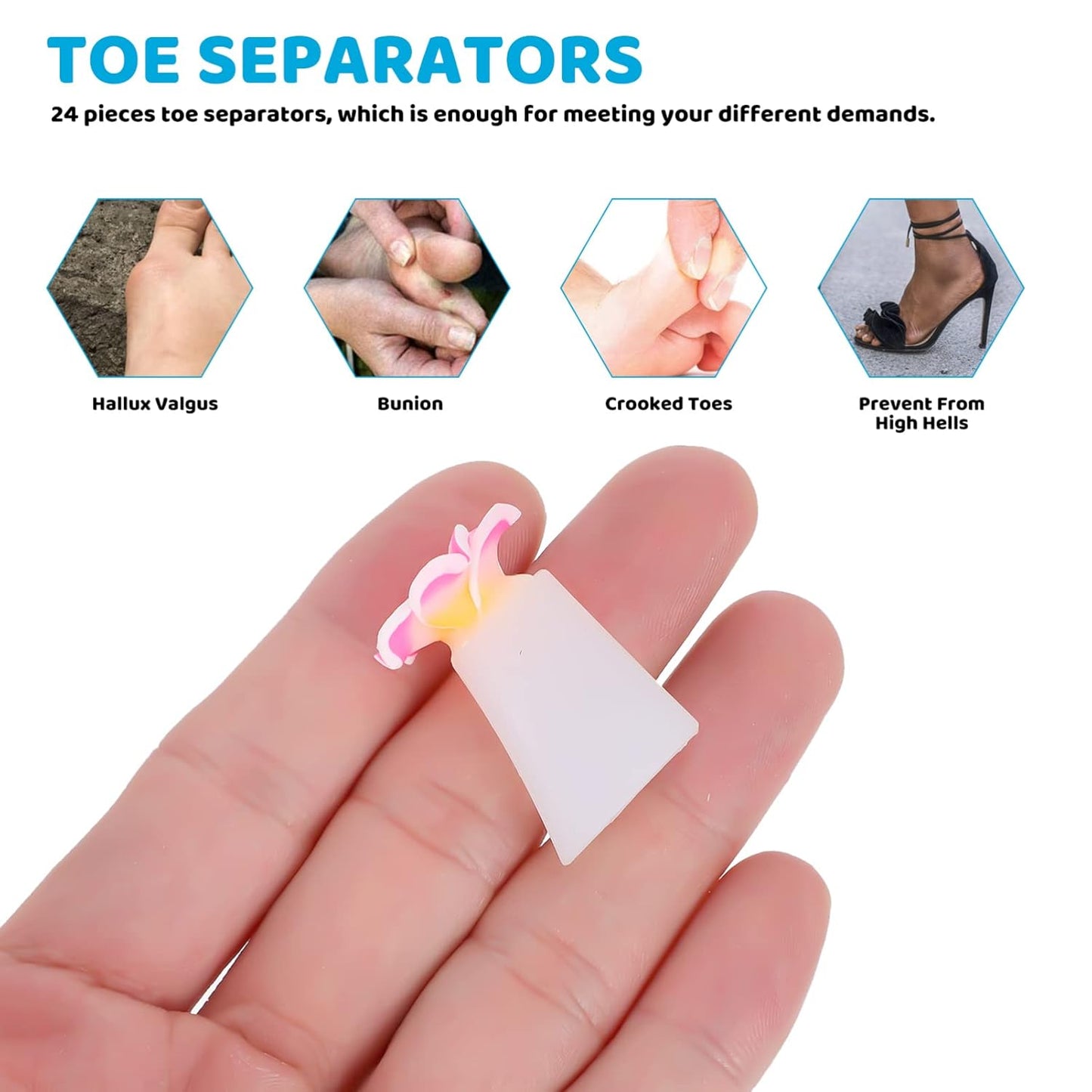 32Pcs Silicone Toe Separators for Women Pedicure Toe Spacers Nail Art Tools Reusable Soft Flexible Dividers for Comfortable Finger Relaxing