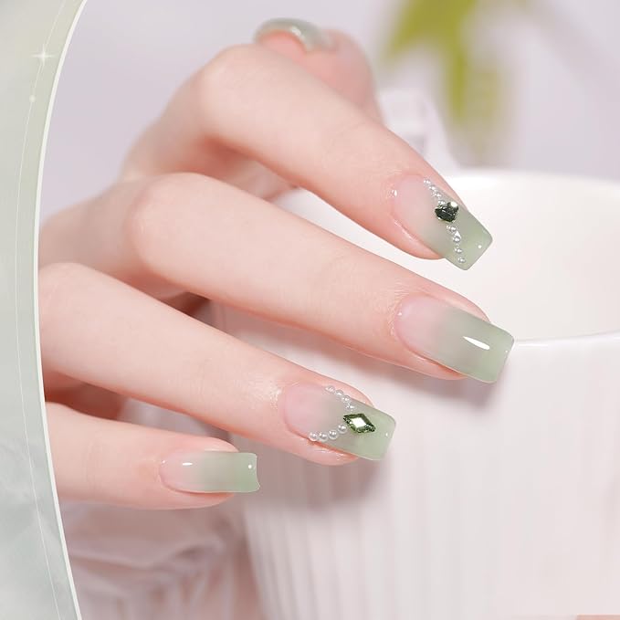 GAOY Jelly Green Spring Summer Gel Nail Polish Set, 6 Transparent Colors Sheer Blue Pink Nude Soak Off UV Light Cure Gel Polish Kit for Salon and Nail Art DIY at Home