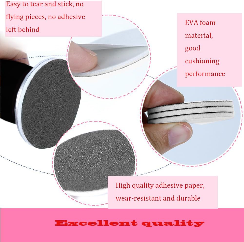60pcs Replaceable Sandpaper Refill Discs for Electric Foot File Callus Remover Hard Dry Dead Skin Removal (pink10)