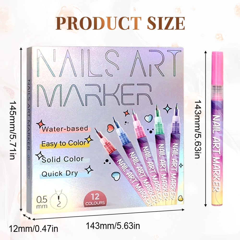 12 Colors Nail Art Pens Set, 2025 New Nail Art Markers for Gel Nails, DIY Nail Art Marker Drawing Painting Liner Pen, Nail Art Tools for Graffiti Dotting Drawing Painting Point Liner DIY (2 Sets)