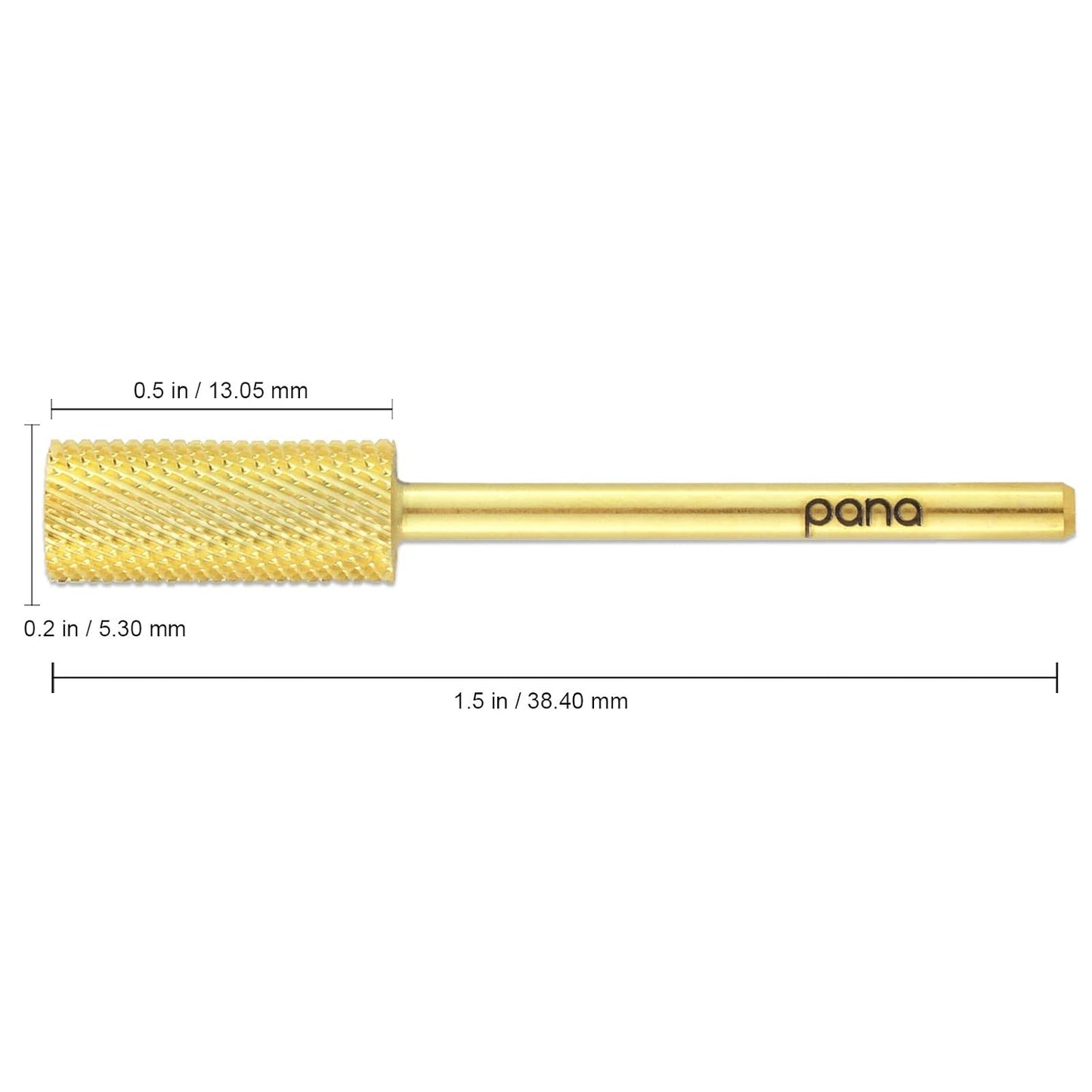 PANA Nail Carbide Cylinder Bit - Two Way Rotate use for Both Left and Right Handed - Fast remove Acrylic or Hard Gel - 3/32" Shank - Manicure, Nail Art, Drill Machine (Fine, Gold)