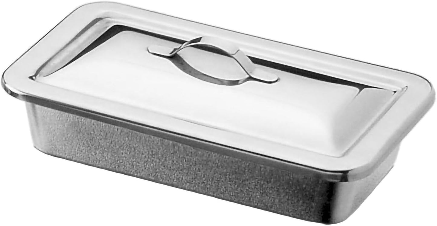 McKesson Surgical Tray - Stainless Steel Instrument Tray, Medical Metal Tray with Cover and Strap Handle, Non-Sterile, Autoclavable, Easy to Clean, 8 1/2 in x 3 in x 1 1/2 in, 6 Count