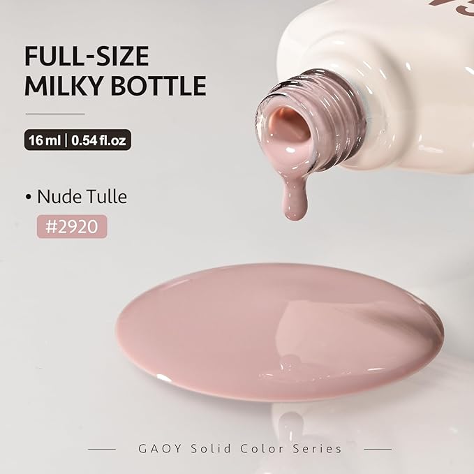 GAOY Nude Jelly Gel Nail Polish, 16ml Sheer Translucent Netural Soak Off Gel Polish, UV Light Cure for Nail Art DIY at Home, 2920 Nude Tulle