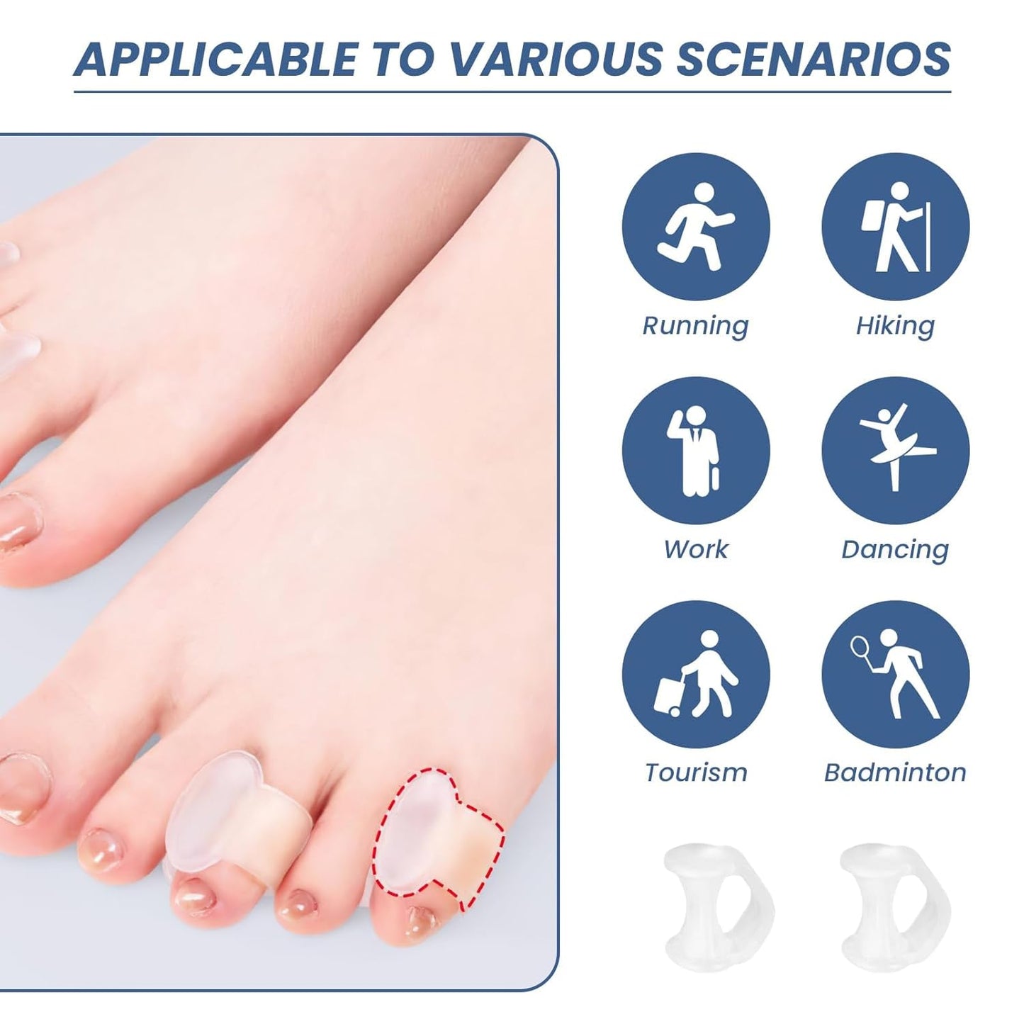 10 Pcs Gel Toe Separator, Pinky Toe Spacers Straightener Bunion Corrector Silicone Toe Separators for Toe Straightening and Relaxation for Women Men Correct Overlapping Toes
