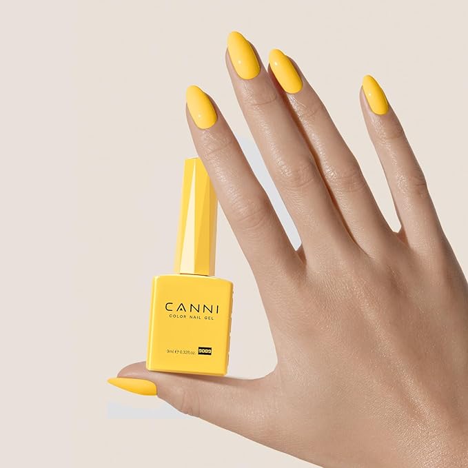 CANNI Neon Yellow Gel Polish - Bright Pastel Yellow Color, High Gloss Soak Off U V French Nail Manicure Salon DIY