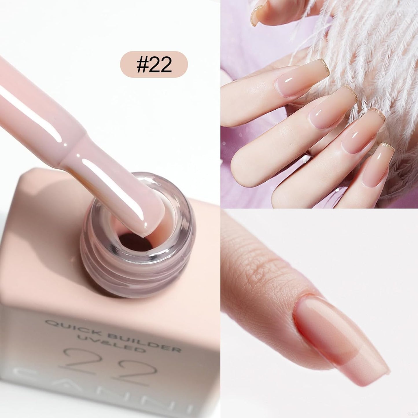 CANNI Quick Nail Builder Gel for Nails – 9ML Nude Soak-Off Nail Strengthening Gel for Apex Building DIY UV LED Manicure