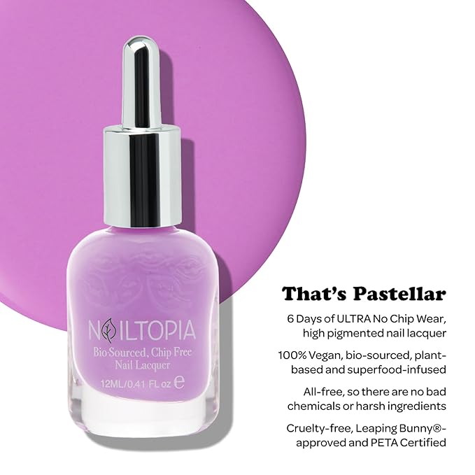 Nailtopia Bio-Sourced, Chip-Free Nail Lacquer - Fast Dry Nail Polish - Superfood-Infused - Natural Nail Polish - Thats Pastellar - 0.41 oz