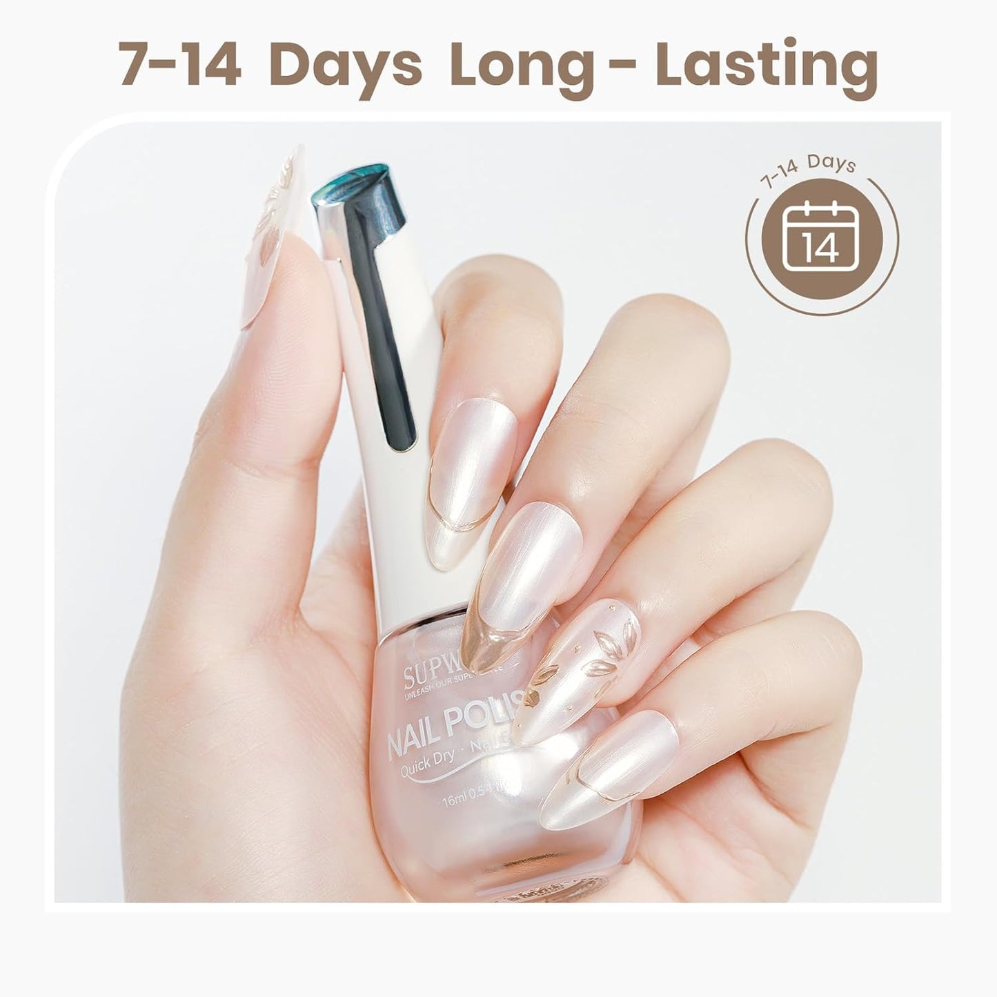 Quick Dry Pearl Nail Polish, Mermaid Shimmer Nail Lacquer Air Dry Fast DIY Manicure