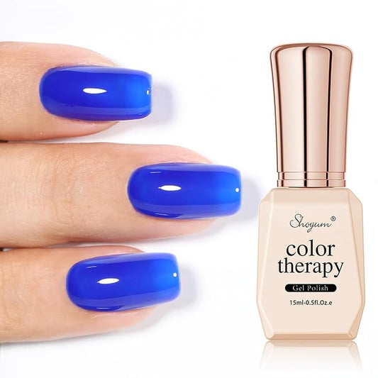 Royal Blue Gel Nail Polish, 15ml Sapphire Blue Gel Polish Color Soak off UV LED Spring Summer Nail Polish Art Design DIY Salon Manicure for Women Girls
