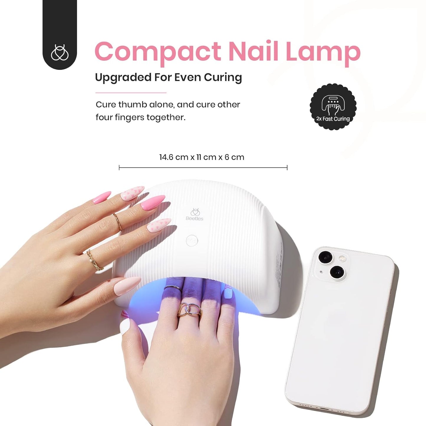 Beetles Gel Nail Polish Kit with UV Light, 6 Colors Pink White Nude Glitter Gel Nail Polish Set with Base Coat Glossy Matte Top Coat Gel Polish Soak Off UV Manicure Valentines Gift for Women