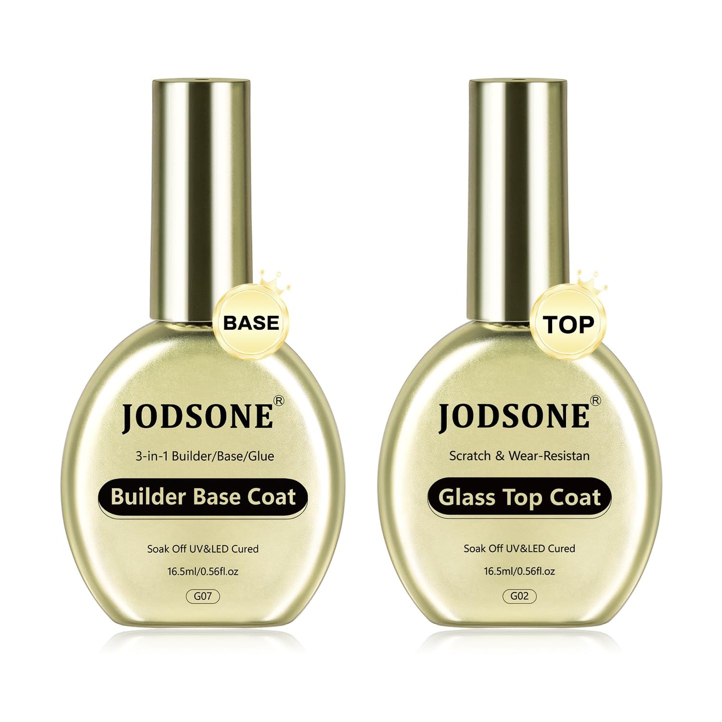 JODSONE Top Coat & Base Coat Gel Polish,2Pcs 16.5ml No Wipe Base Coat and Top Coat Set for Long Lasting Need U V Lamp Cured at Home DIY Nail Salon Girl Gift