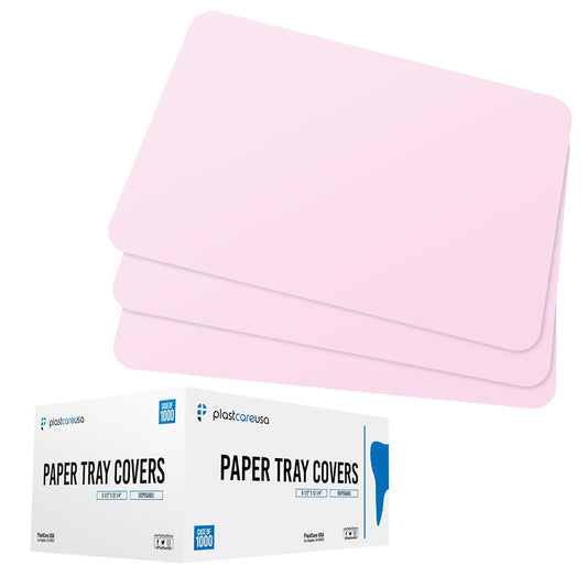 PlastCare USA Pink Disposable Tray Liners, Sanitary Covers for Size B Dental, Surgical, Medical Tray, Tattoo Table Station, Aesthetician Supplies, Single Use Paper Sheets 8.5" x 12.25", 1000 Pack