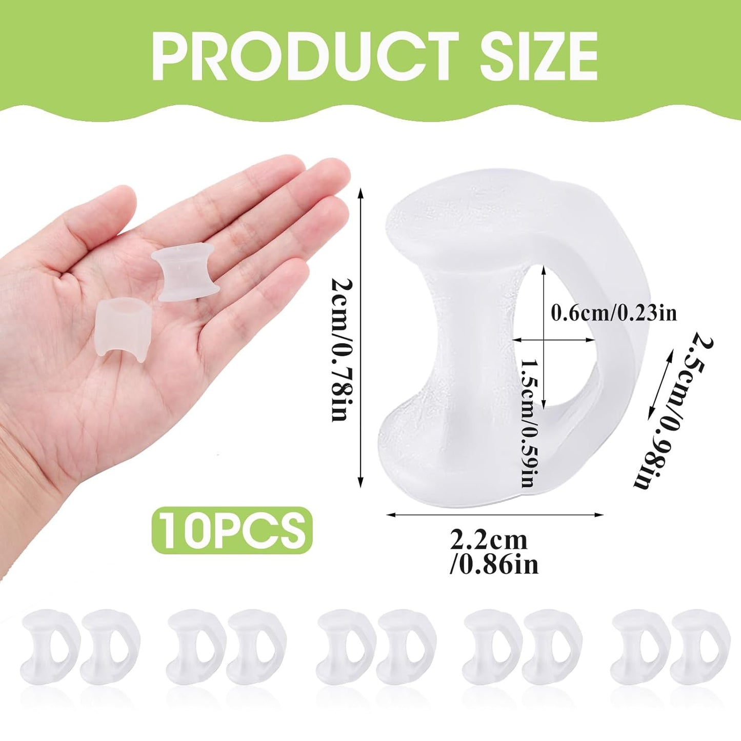 10PCS Gel Toe Separator, Pinky Toe Spacers, Little Toe Cushions Straightener Bunion Corrector for Preventing Rubbing & Relieving Pressure, Pain Relief from Overlapping Toes, Blisters, and Corns