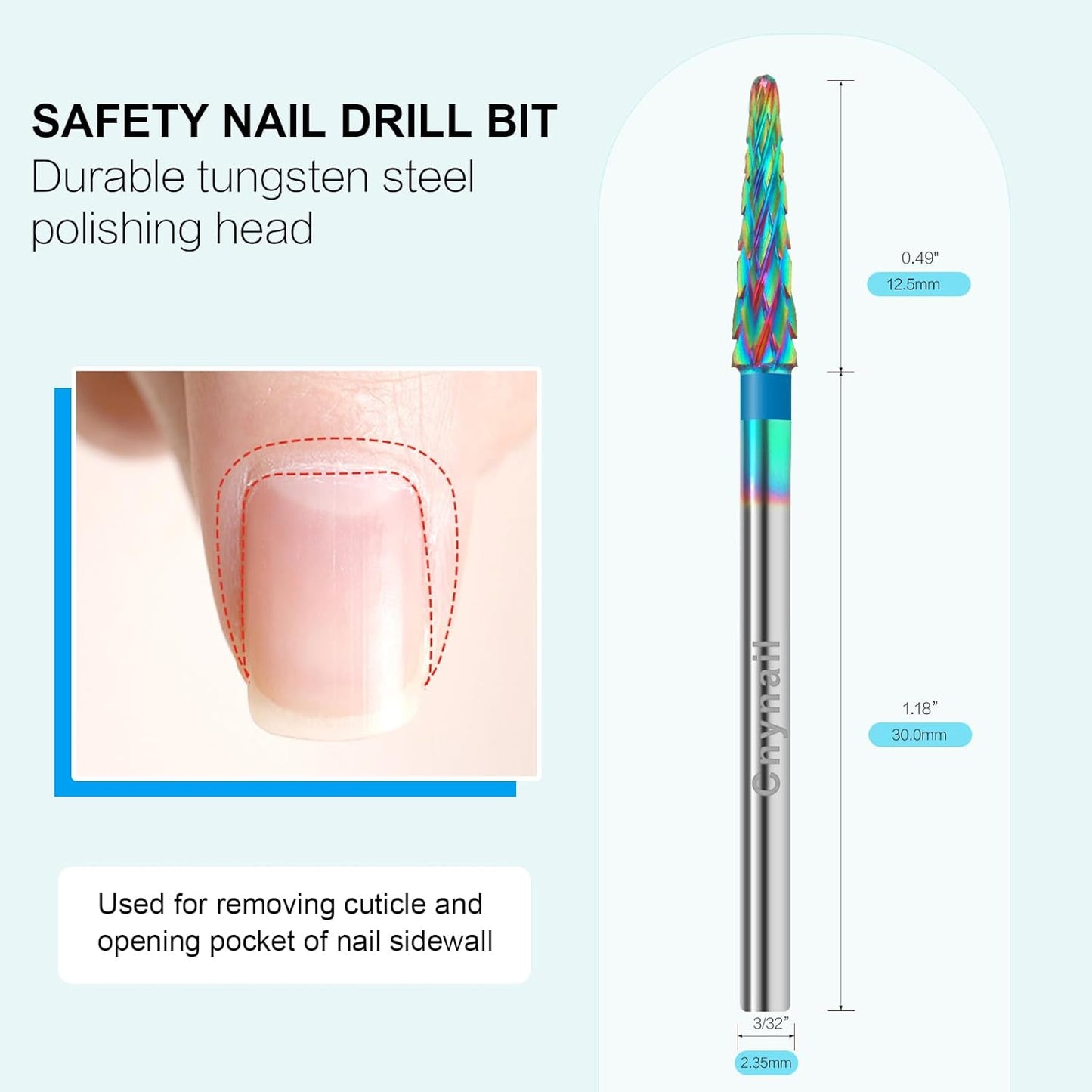 3/32" Small Cone Clean Medium Grit Carbide Cuticle Cleaner Bit for Electric Nail Drills – Professional Manicure Tool for Nail Salons and Home Use (M Grit. Multicolor)