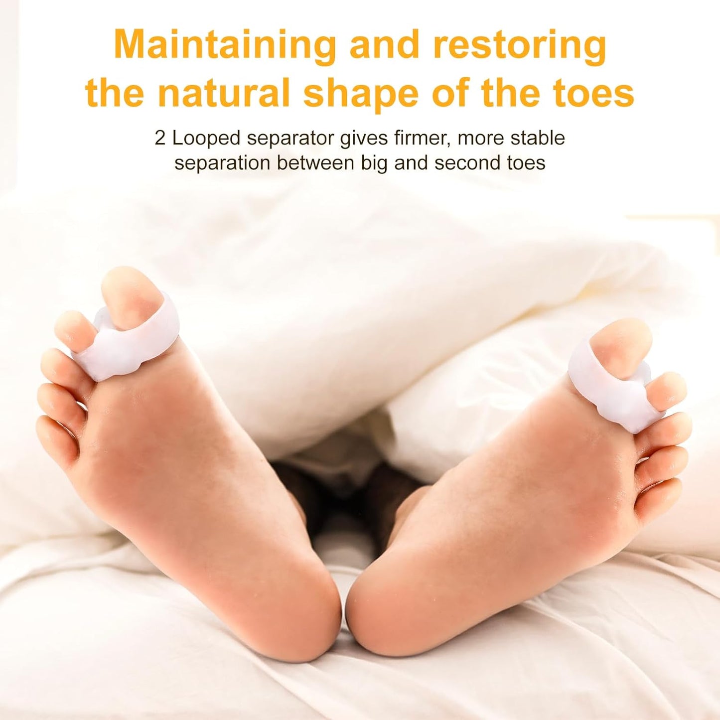 12 Pack Bunion Toe Separators Corrector for Big Overlapping Toes, Gel Toe Spacers for Women & Men Bunion Corrector with 2 Loops Silicone Toes Separators for Bunions Feet, Clear