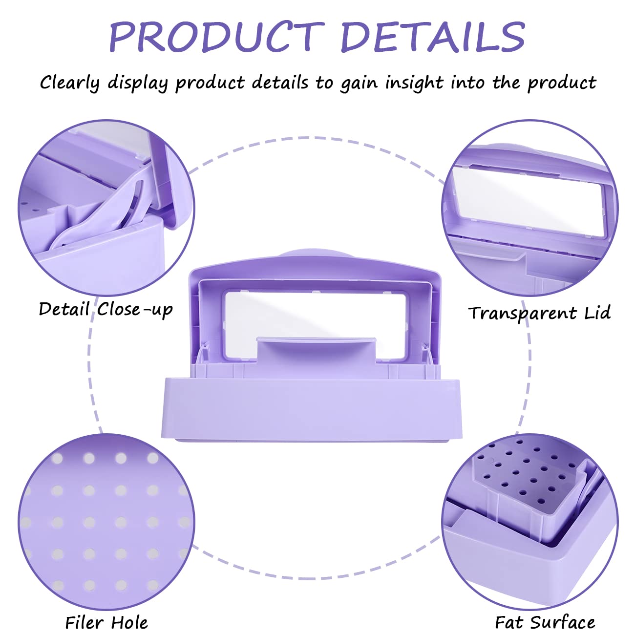 Gusnilo Nail Tool Sterilizer Box barbicide Disinfectant Jar Plastic Disinfectant Container Suitable for Nail Tools Hair Salons Beauty Centers and Manicure and Nail Equipment(Purple)