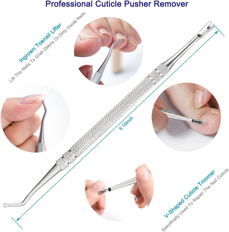 Cuticle Trimmer with Cuticle Pusher, 7PCS Professional Cuticle Remover Cutter Nippers Clippers and Premium Stainless Steel Durable Manicure Tools Kit for Toenails and Fingernails