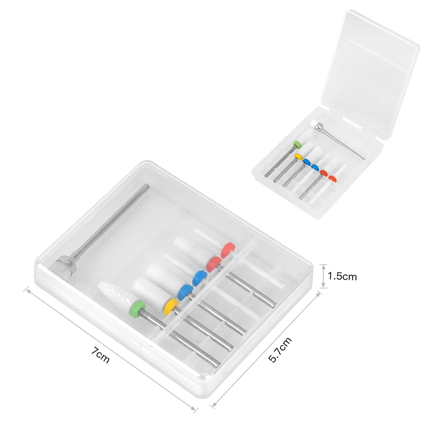 7pcs Ceramic Nail Drill Bits Set, 3/32'' (2.35mm) Drill Bit for Electric Manicure Pedicure Nail Drill Machine