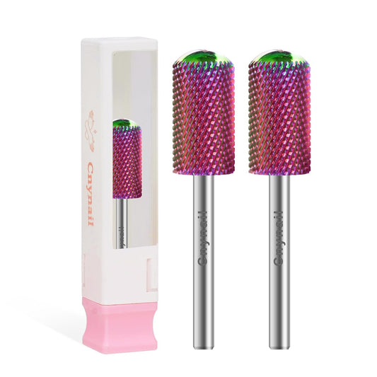3/32" 2PCS Large Barrel Smooth Round Top Tungsten Carbide Nail Drill Bit Safety Bit for Gel & Acrylic Removal, 2-Way Rotating Efile Tip, Salon Electric File Accessory (M Grit, Multicolor)