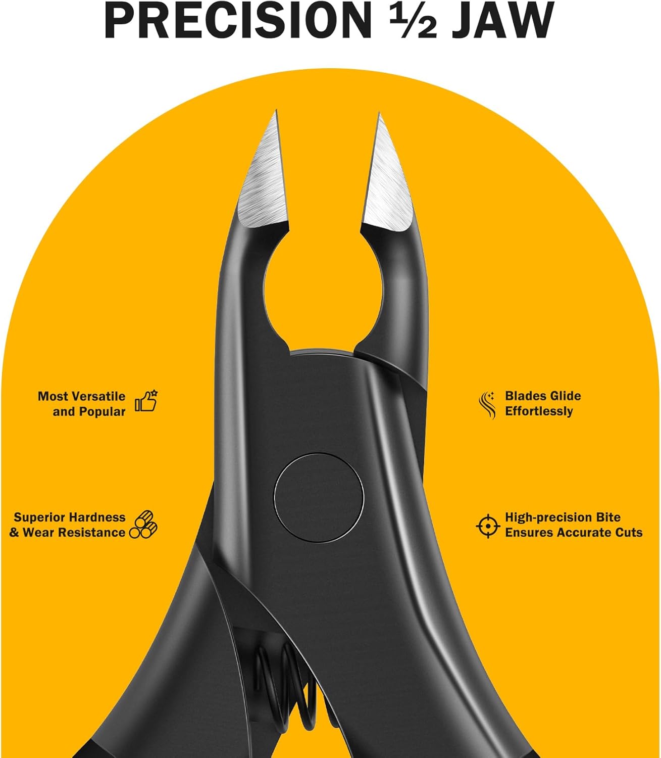 BEZOX Cuticle Trimmer for Salon-Worthy Nails - Professional Half Jaw (5 mm) Cuticle Clippers with Anti-slip Silicon Handle, Precision Cuticle Cutters Premium Manicure Tool - Dark