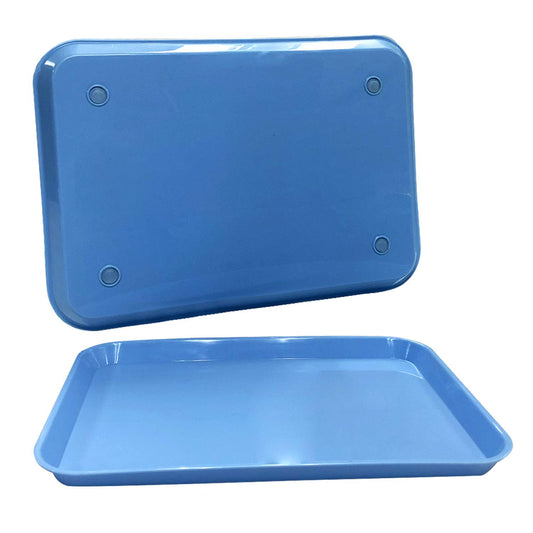 12 Blue Dental Autoclavable Plastic Instrument Set Up Flat Trays (13.25 Inches x 9.75 Inches, Size B) by PlastCare USA