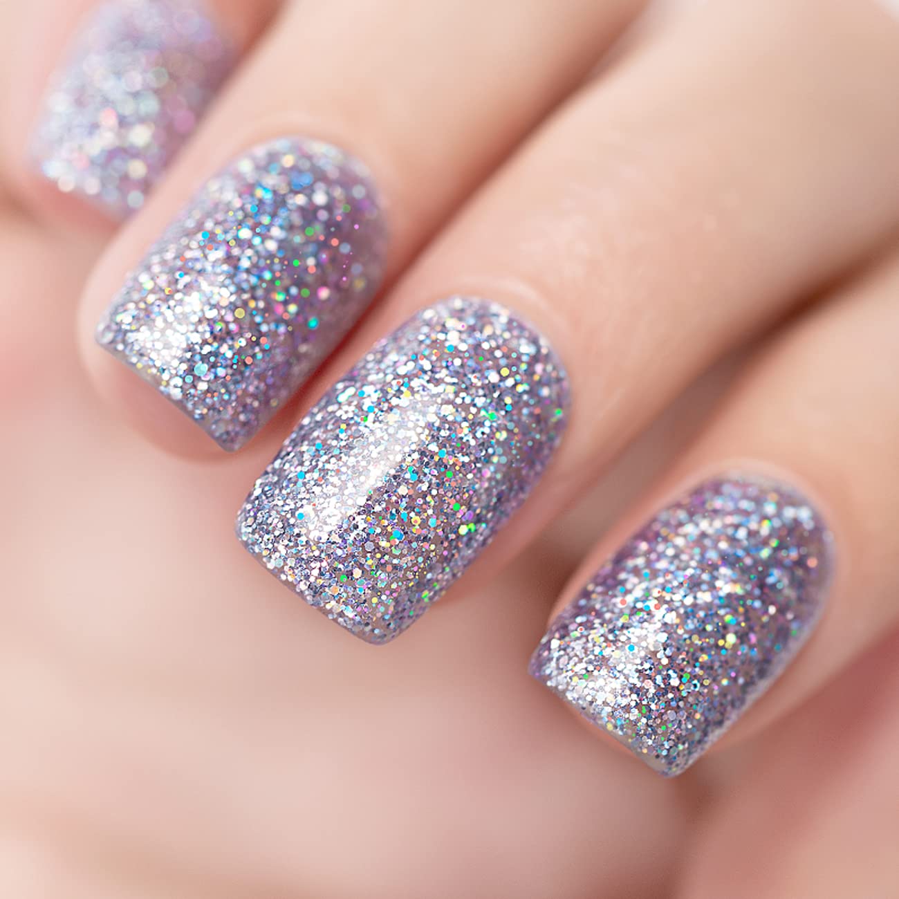 RARJSM Glitter Gel Nail Polish Diamond Blue Sparkly Holographic Iridescent Gel Polish Soak off L e d U V Curing Required Long Lasting High Pigment for Home Salon Manicure Nail Art 15ml