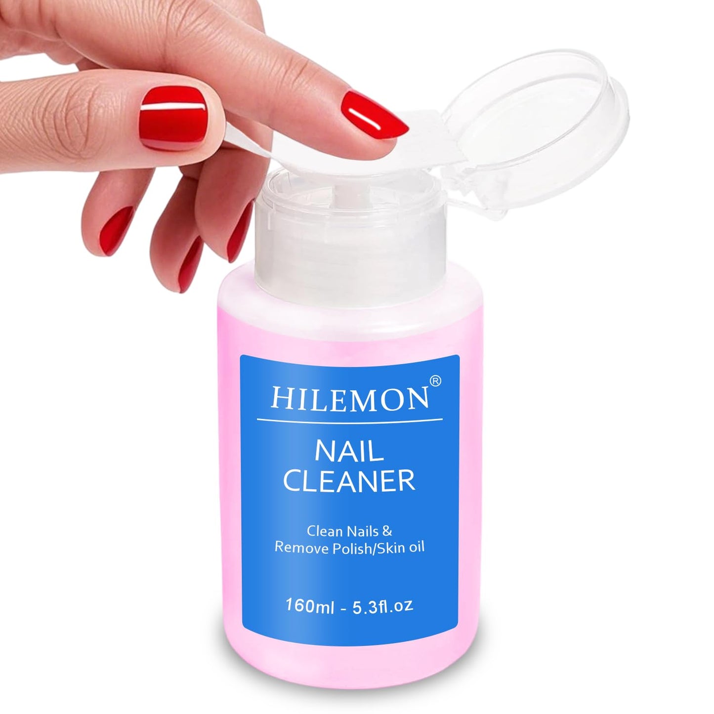 Push-On Nail Polish Remover, Multi-Purpose Nail Cleanser, Pump Bottle Design, Low Odor, Eco-Friendly Formula, Effortless 30-Second Removal for Regular Polish 160ml (Surface Cleanser)