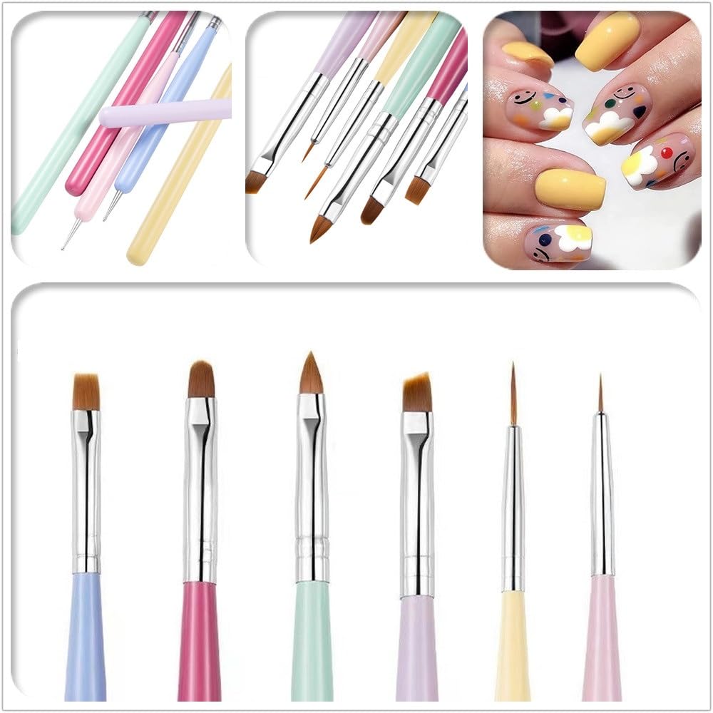 6 PCS Nail Art Brushes Set, Nail Painting Brushes Nail Art Liner Brushes and Nail Art Dotting Pens, H - 6PCS