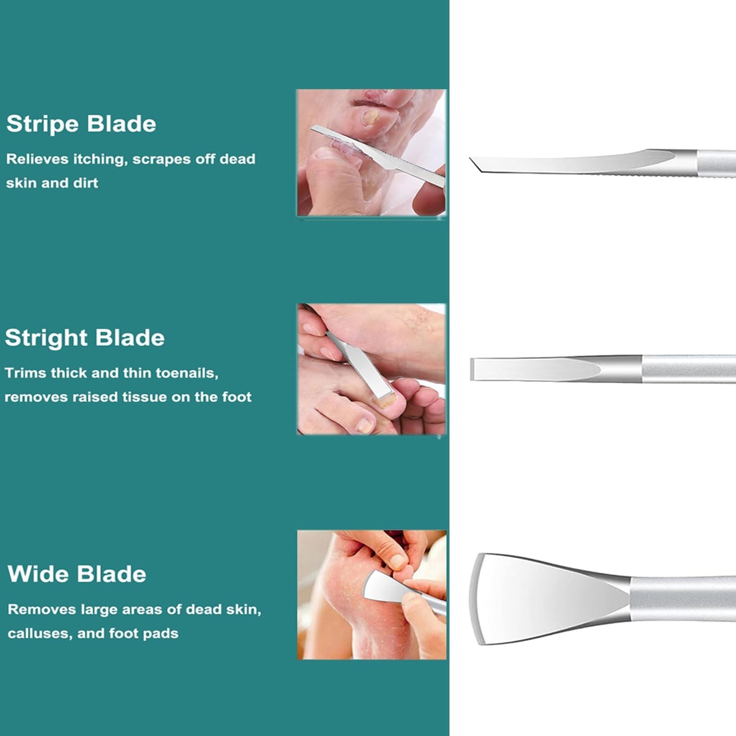 Manicure Set,Professional Pedicure Knife Set,Dead Skin Corn Foot Callus Remover Kit,Foot Care Tools for Travel or Home,Stainless Steel Foot File Rasp,Calluses Pusher
