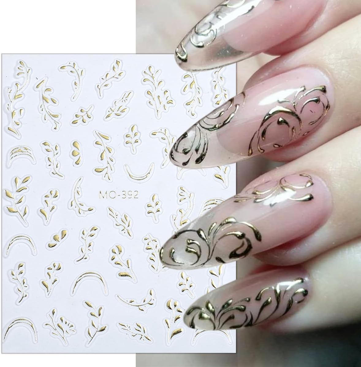 Fall Leaf Nail Decals 2 Sheets Embossed Leaves Stickers Gold Silver Leaf Nail Art Supplies Thanksgiving Decoration for Women Girls