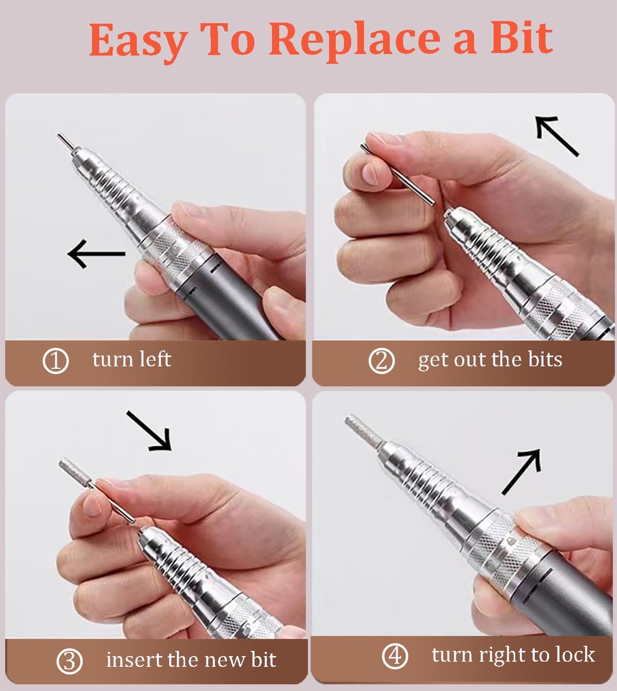 Lumcrissy 40000RPM Professional Electric Nail File Kit - Rechargeable Cordless Nail Drill for Acrylics Gel Nails, Portable Efile Machine with 6 Bits for Home Salon Manicure Pedicure Care (White)