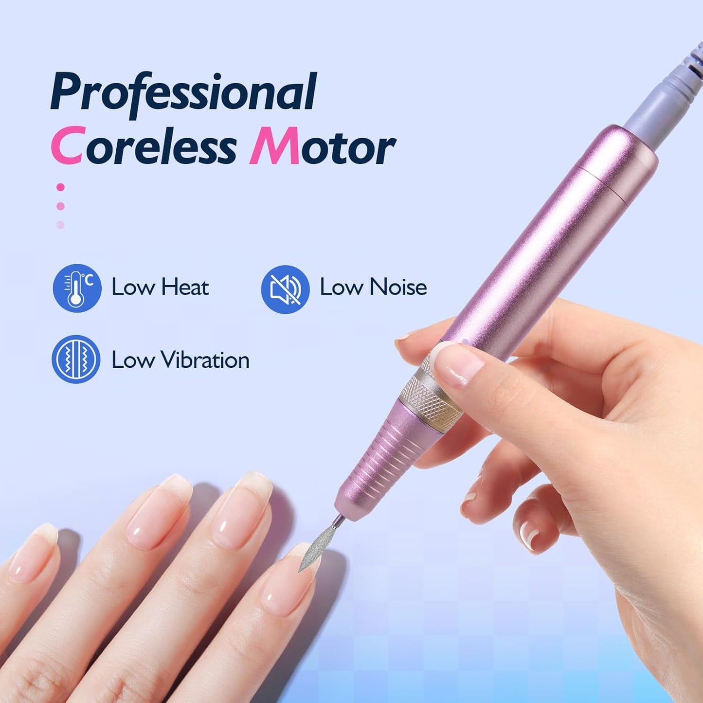 Goodoo Portable Nail Drill Electric File, Professional Rechargeable Nail Drill 35000 RPM with LCD Display for Acrylic Gel Nail, Manicure Pedicure Polishing Nail Grinder for Salon Home Use