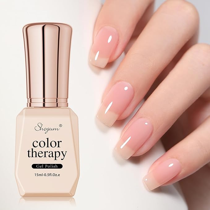 Sheer Jelly Nude Gel Nail Polish, 1 Pcs 15ml Neutral Transparent Gel Polish Color, Soak Off LED Salon DIY at Home Nail Manicure