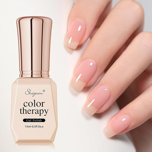 Sheer Jelly Nude Gel Nail Polish, 1 Pcs 15ml Neutral Transparent Gel Polish Color, Soak Off LED Salon DIY at Home Nail Manicure