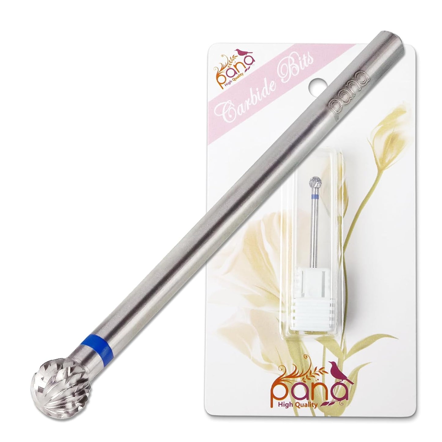 PANA 3/32" Carbide Cuticle Nail Drill Bit for Cuticle Cleaning, Dead Skin Removal, Gel Polish & Acrylic Removal, Under Nail Cleaner, Nail Salon, Manicure Tools (Small Ball Head - Silver, Medium)