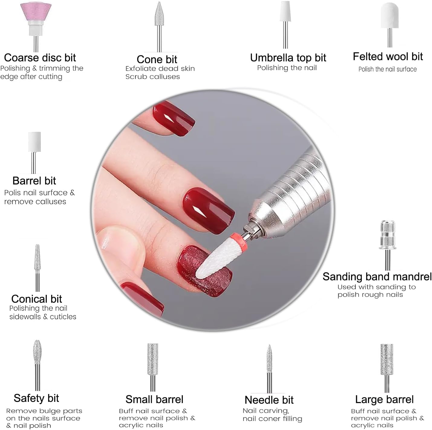 Electric 45000RPM Nail Drill Machine Rechargeable Portable Nail File Electric DIY Nail Drill Kit with Smart LCD Screen for Gel Nail Manicure and Pedicure Reflective Body etc(Dazzle)