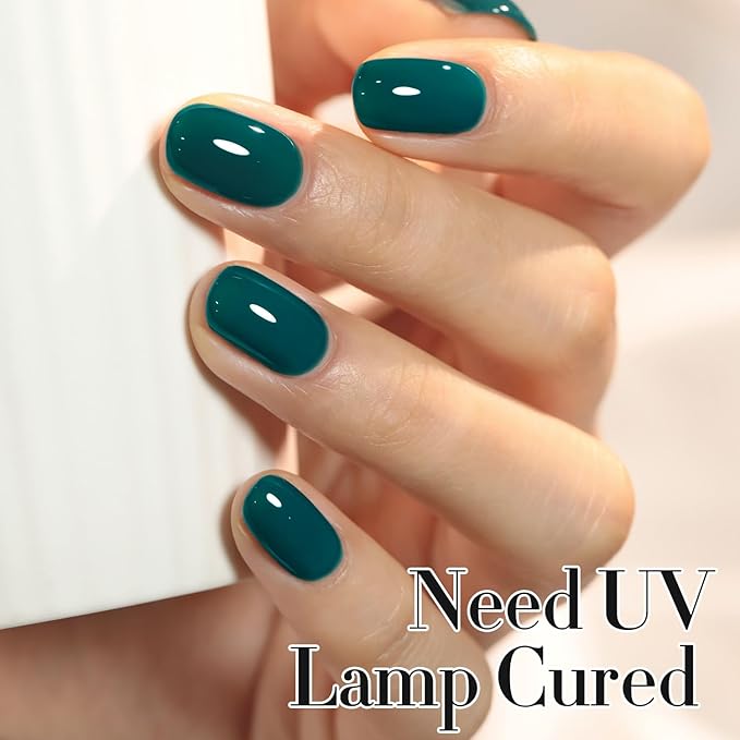 Double Rhythm 0.50 OZ Gel Polish Hema Free Same Color Same Bottle Golden Round Translucent Neutral Natural Milky 15 ML Jelly UV Polish Art DIY at Home (Lake Green-C1459)