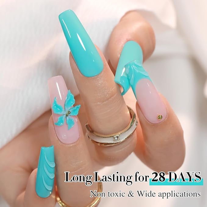 Double Rhythm 0.50 OZ Gel Polish Hema Free Same Color Same Bottle Golden Round Translucent Neutral Natural Milky 15 ML Jelly UV Polish Art DIY at Home (Pastel Blue-C1124)