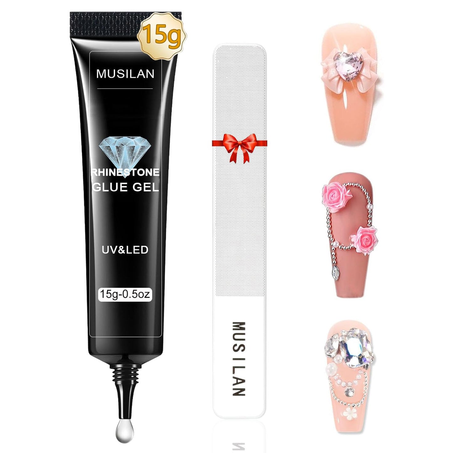 Nail Rhinestone Glue,Super Strong Rhinestones Gel Nail Glue for 3D Nails Beads Stickers Stones Crystals Diamond Art Jewels 3D Decorations Tools,Cured Need