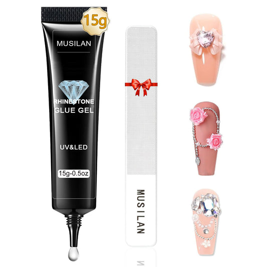 Nail Rhinestone Glue,Super Strong Rhinestones Gel Nail Glue for 3D Nails Beads Stickers Stones Crystals Diamond Art Jewels 3D Decorations Tools,Cured Need