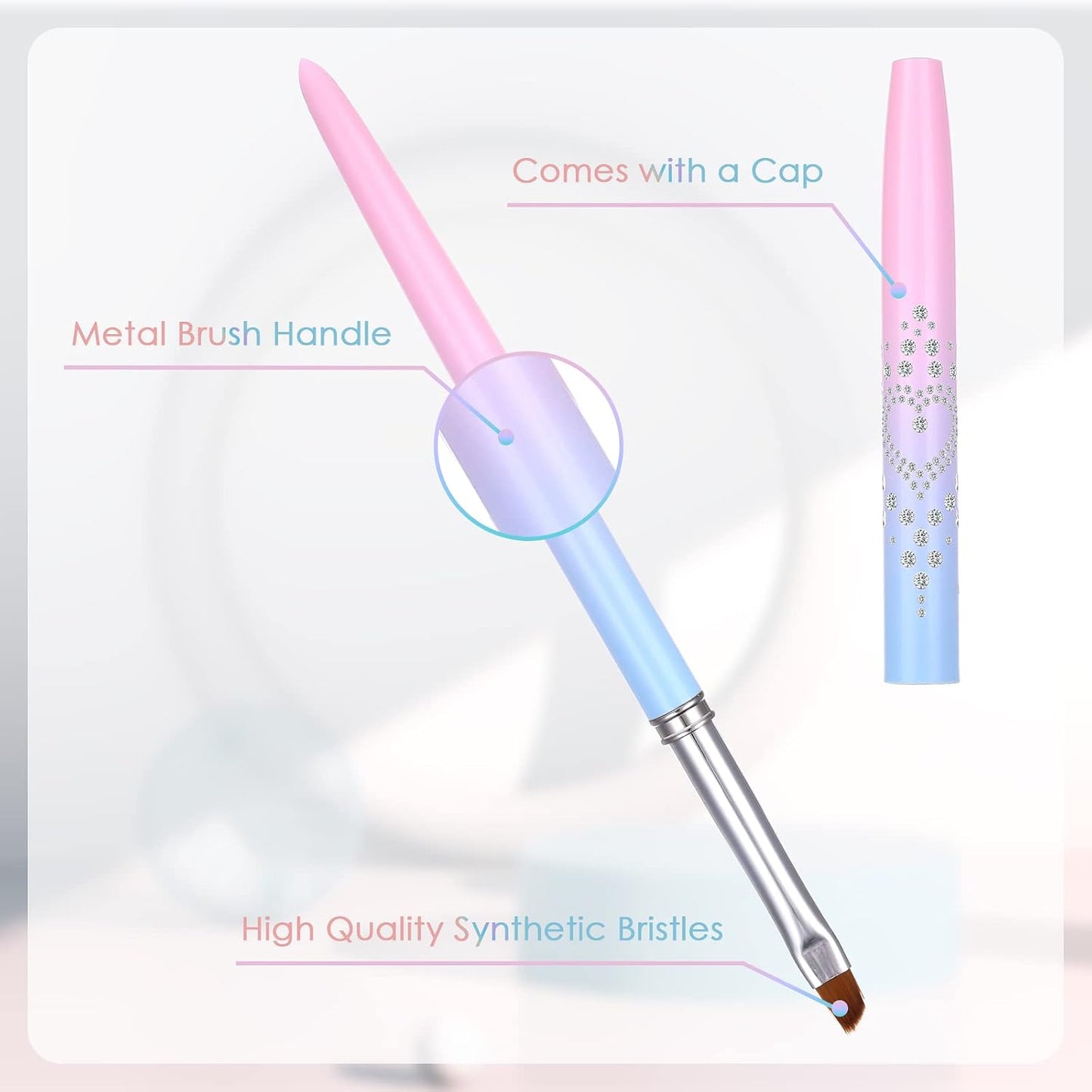 cobee 3 Pack Nail Painting Clean Up Brushes, Nail Art Clean Up Brushes - Round, Angled, Flat