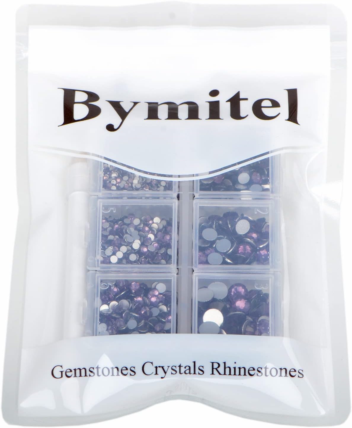 Bymitel 5000 Pieces 6 Mixed Sizes Glue Fix on Glass Rhinestones Round Crystal Gems Flatback for DIY Jewelry Making with one Picking Pen(6-Sizes 5000PCS, Tazanite)
