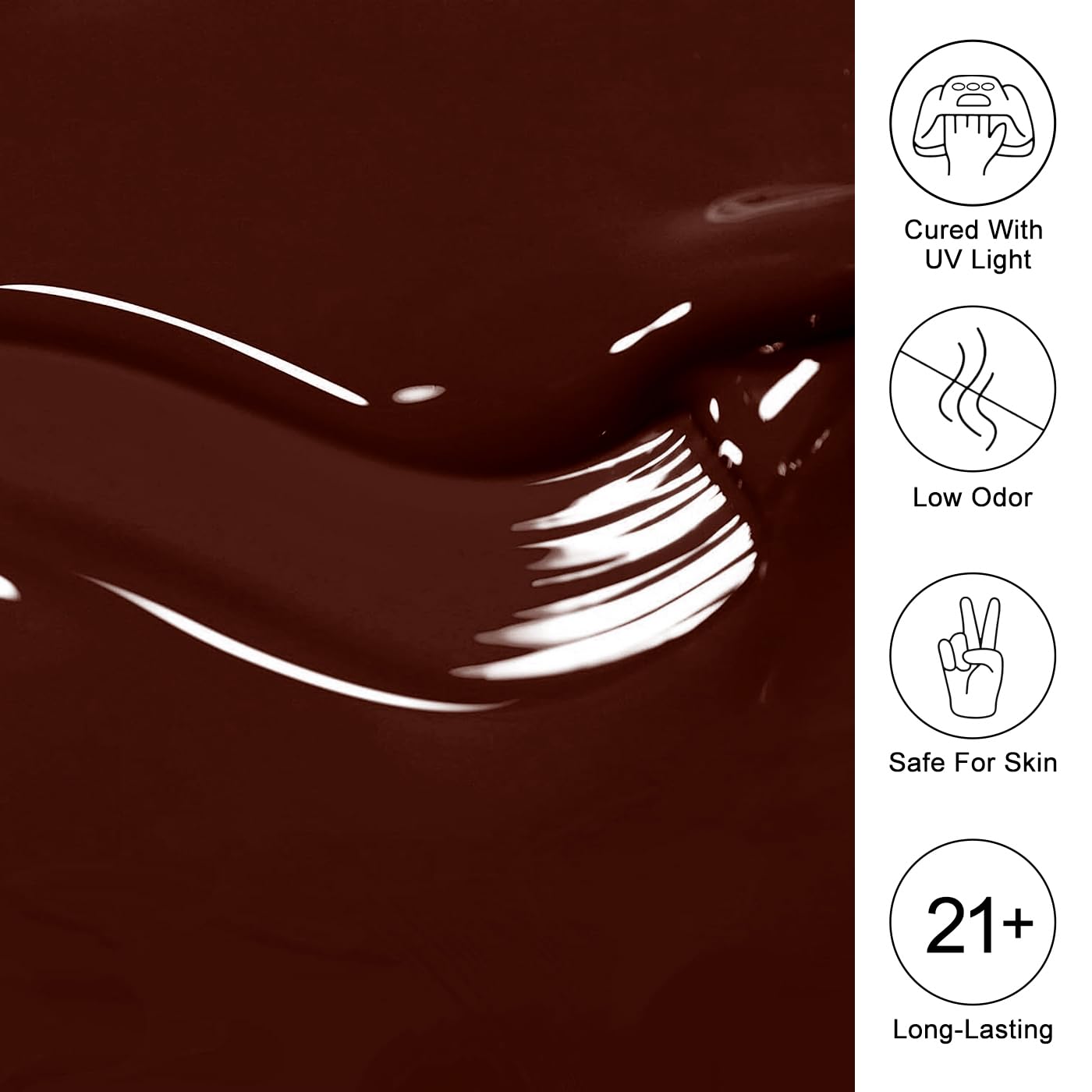 Imtiti Brown Gel Nail Polish, Dark Brown Gel Polish High Gloss Soak Off UV LED Autumn Winter Art Manicure Salon DIY Design 10ML