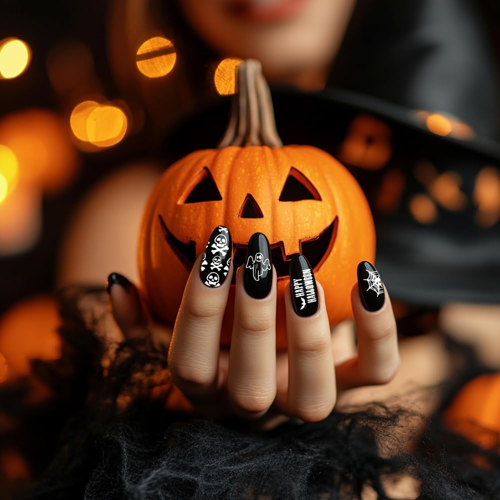 PH PandaHall Halloween Theme Nail Art Plates 3pcs Skull Ghost Witch Pumpkin Nail Stamping Plate Image Plate Art Design Stamp Templates for DIY Print Manicures Salon Design