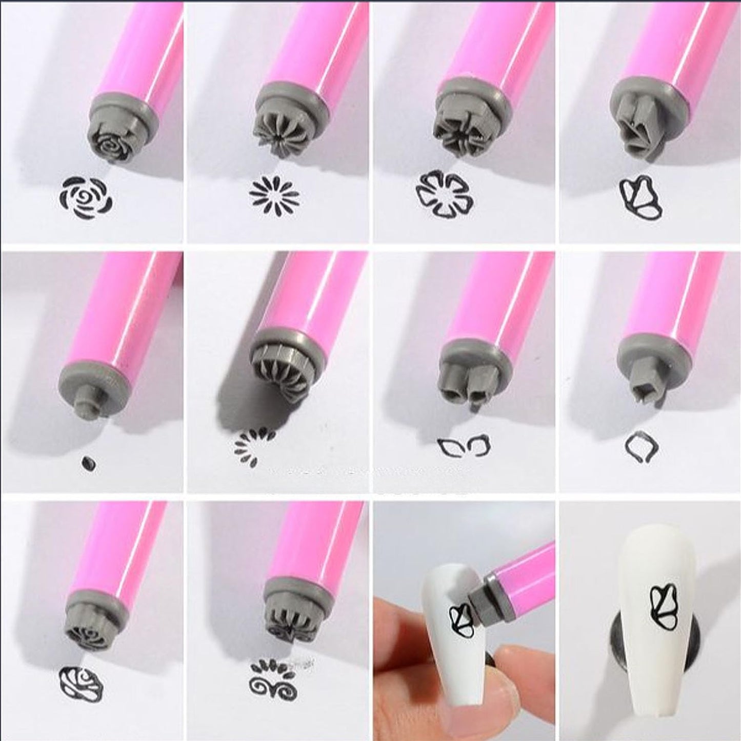 10pcs Nail Art Stamp Pen Set Flower Design Nail Stamping Pens Nail Stamp Tool Nail Art Stamps for Women