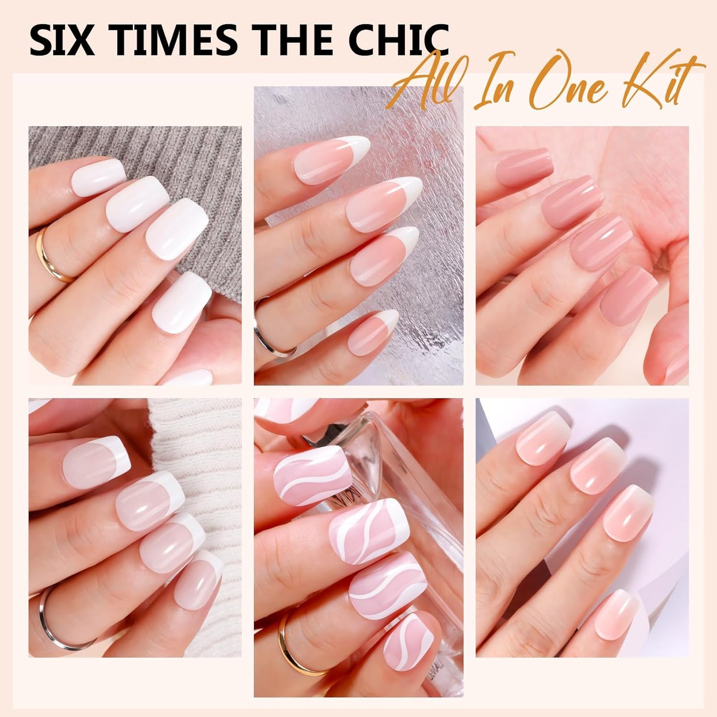 Makartt Press on Nails Kit: Short Nude Elegance Coffin Nail Tips in 6 Styles 144PCS, Natural Fit with Adhesive Tabs, Glue, and File, Manicure Set for Home Salon